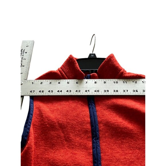 Lands End Womens Red Fleece Zipper Vest Size L 14-16 W/Pockets-Hunter Orange - Picture 2 of 11